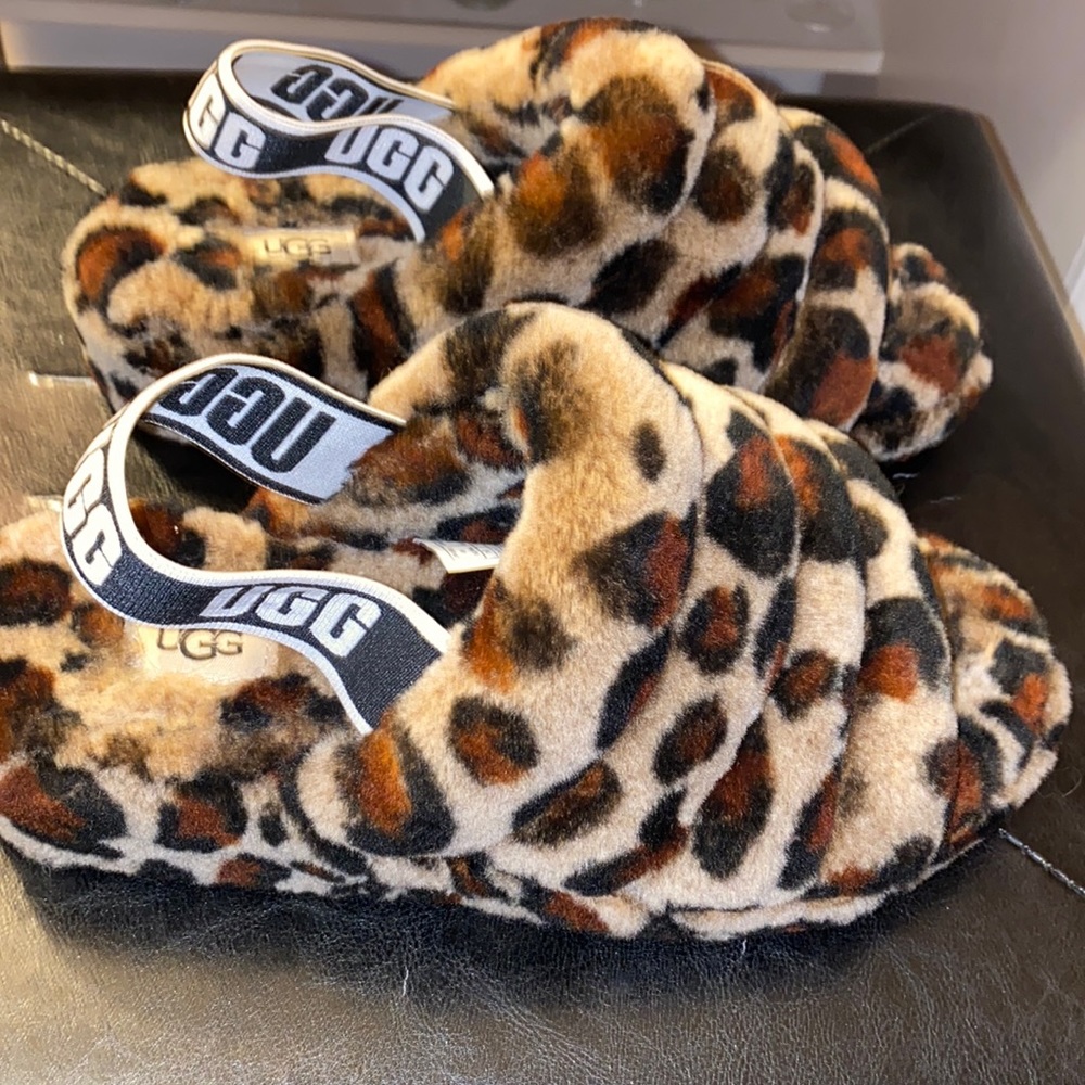 UGG fluff yeah cheetah slippers